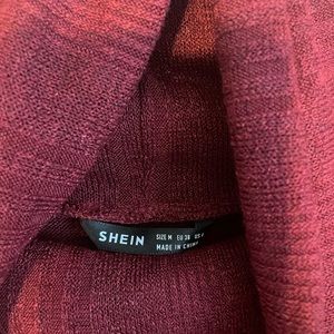 SHEIN Turtle Neck Drop Shoulder Ribbed Knit Sweater Dress